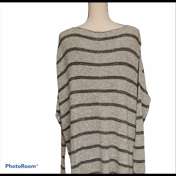 Free People Long Gray Striped Sweater or dress - Picture 5 of 9